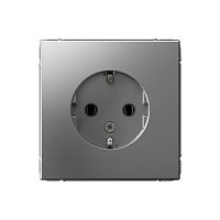 Розетка с заземлением без рамки Systeme Electric ArtGallery  1-м. сталь картинка